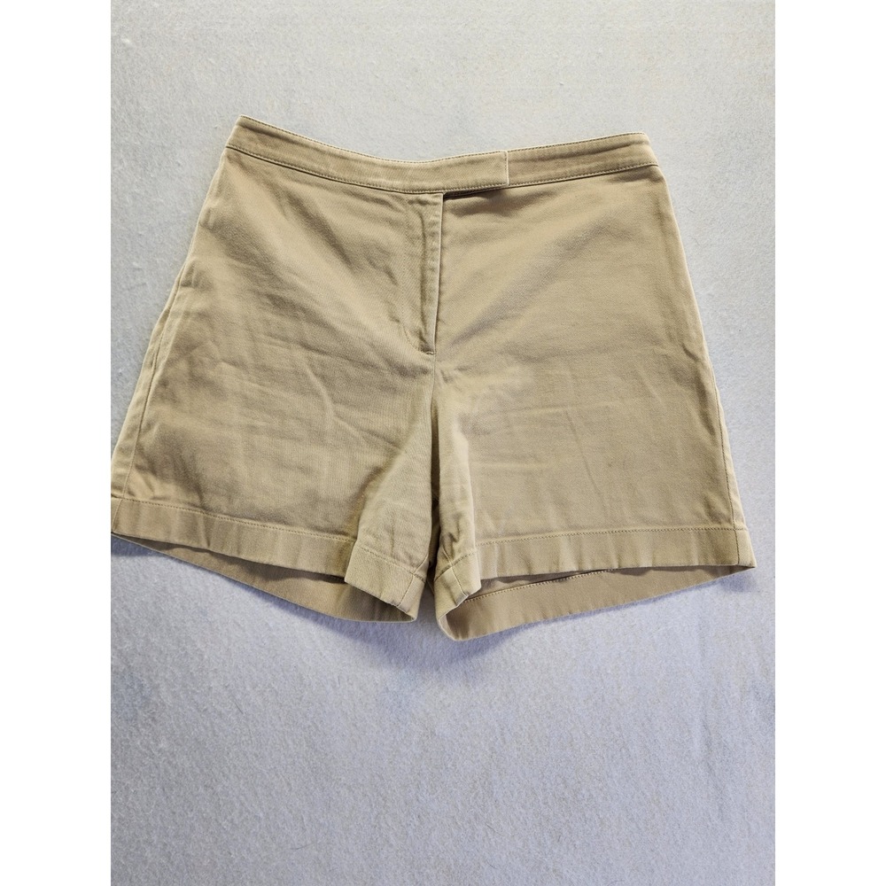Ann Taylor Factory Khaki Chino Shorts Tan Cotton Stretch Size 4 Womens